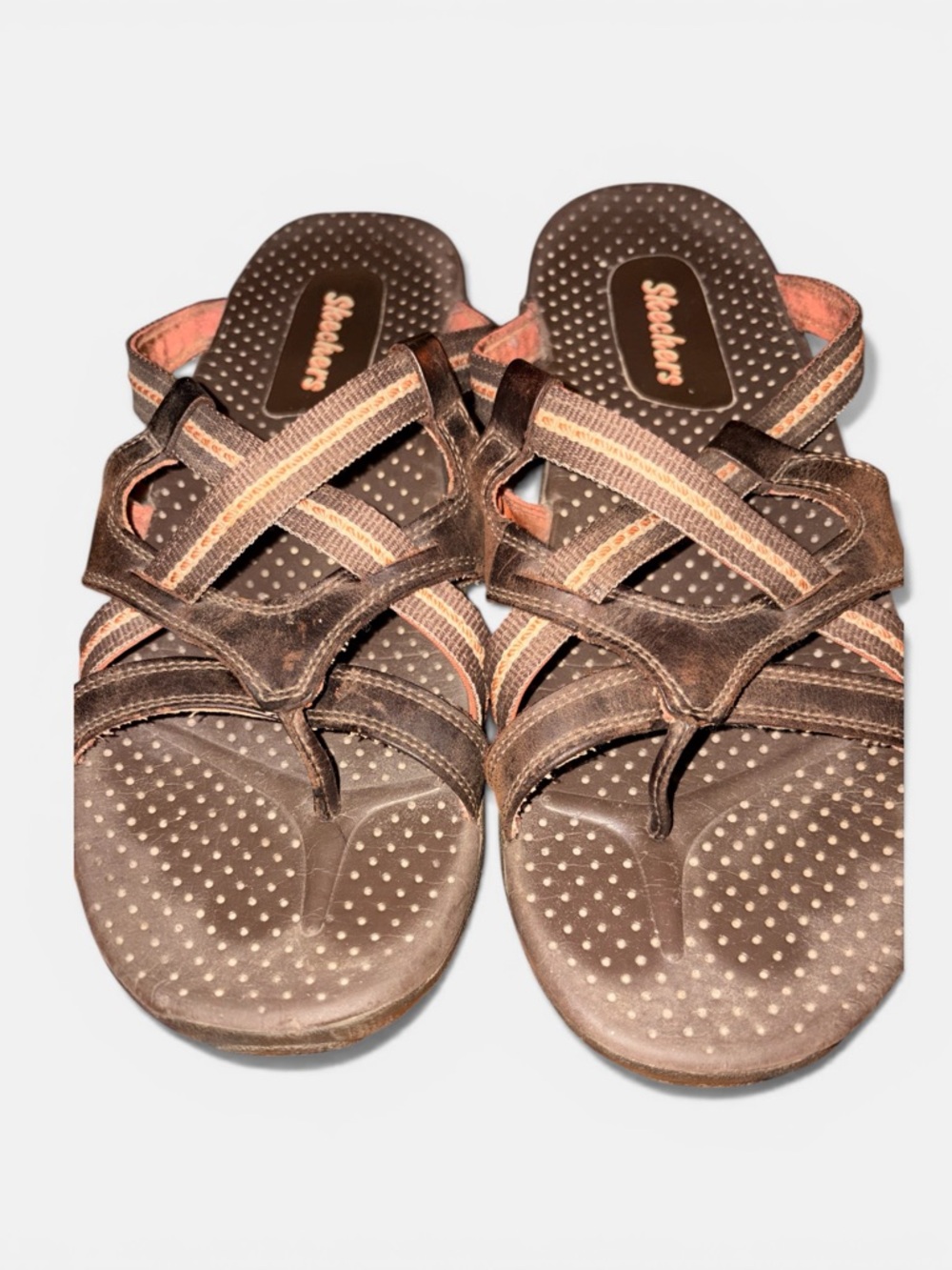 GUC Skechers Brown and Tan Cross-Strap Slide Sandals - Picture 3 of 4